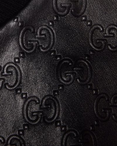 Veste de cuir à imprimé Gucci noir