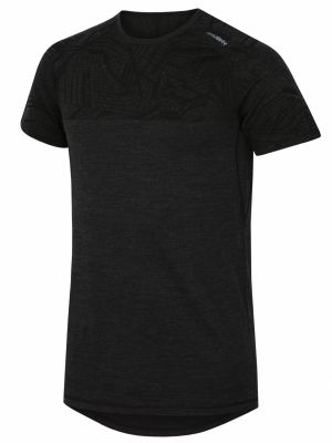 Marškinėliai iš merino vilnos Husky juoda