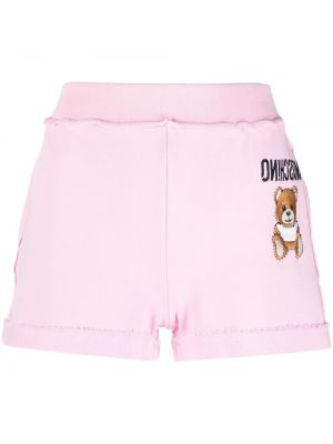 Pantalones cortos deportivos con bordado Moschino rosa