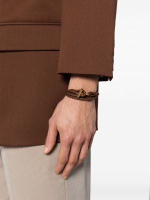 Pletený kožený náramek Tom Ford hnědý