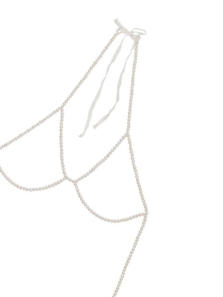 Soutien-gorge avec perles à fleurs à imprimé Fleur Du Mal blanc
