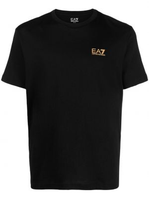T-shirt di cotone con stampa Ea7 Emporio Armani nero