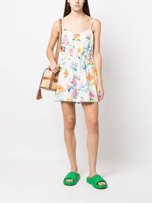 Mini kleita bez piedurknēm ar ziediem ar apdruku Boutique Moschino balts