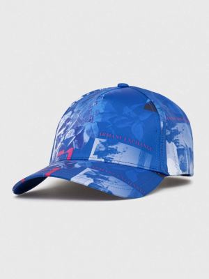 Памучна шапка с козирки с принт Armani Exchange синьо