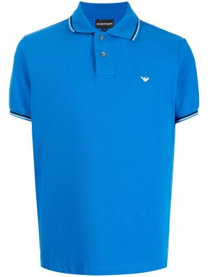 Polo majica z vezenjem Emporio Armani modra