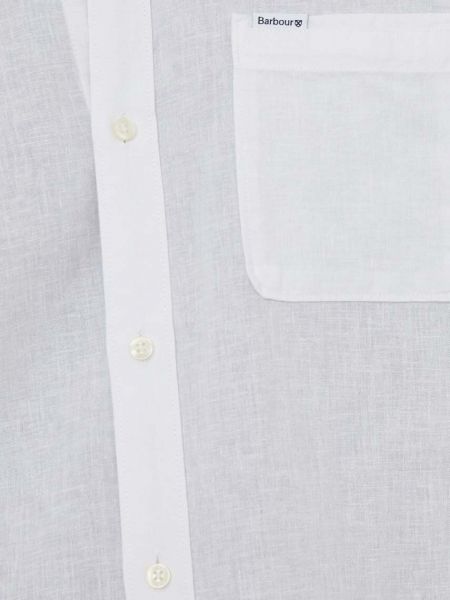 Lniana koszula na guziki slim fit Barbour biała