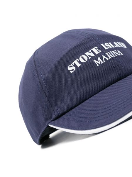 Cappello con visiera di cotone Stone Island blu
