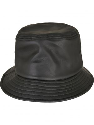 Iš natūralios odos kepurė Flexfit juoda