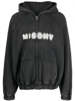 Raštuotas džemperis su gobtuvu su užtrauktuku Misbhv juoda