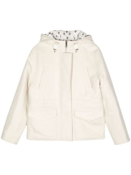 Abpusēja jaka ar kapuci ar apdruku Hermès Pre-owned balts