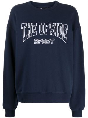 Medvilninis siuvinėtas džemperis The Upside mėlyna