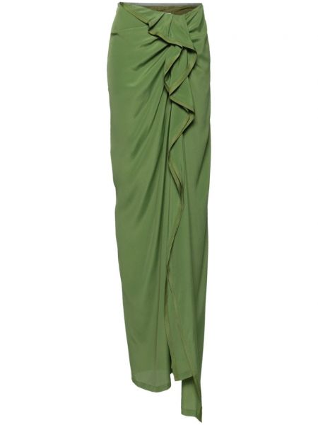 Hedvábné dlouhá sukně Dries Van Noten zelené