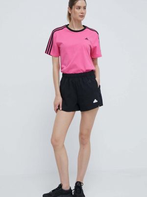 Koszulka bawełniana Adidas różowa