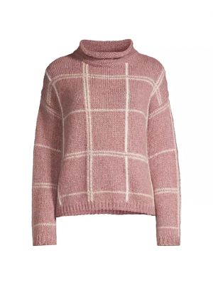 Клетчатый свитер из альпаки Rosso35 розовый