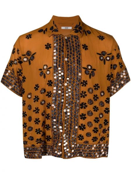 Medvilninė siuvinėta marškiniai Bode ruda