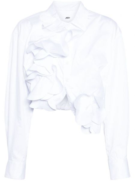 Kvetinová bavlnená košeľa Jnby biela