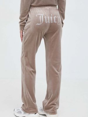 Velurové sportovní kalhoty s aplikacemi Juicy Couture béžové