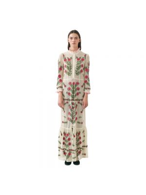 Haftowana sukienka długa Antik Batik beżowa