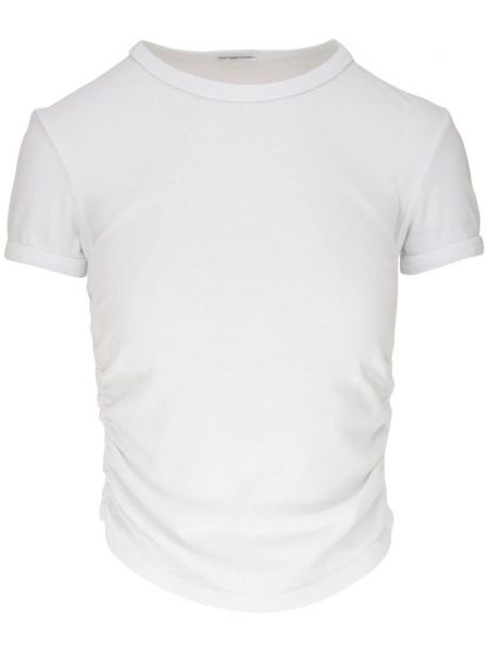 Kokvilnas t-krekls ar drapējumu Mother balts