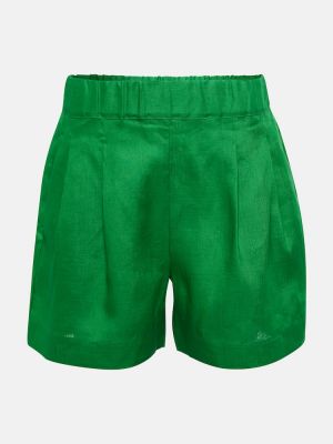 Lanene kratke hlače z visokim pasom Asceno zelena