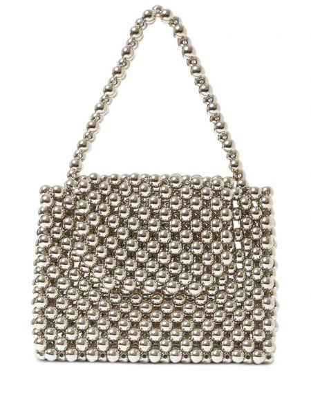 Perlen shopper handtasche 0711 silber