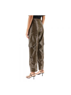 Pantalones cargo de cuero de cuero sintético Ganni marrón