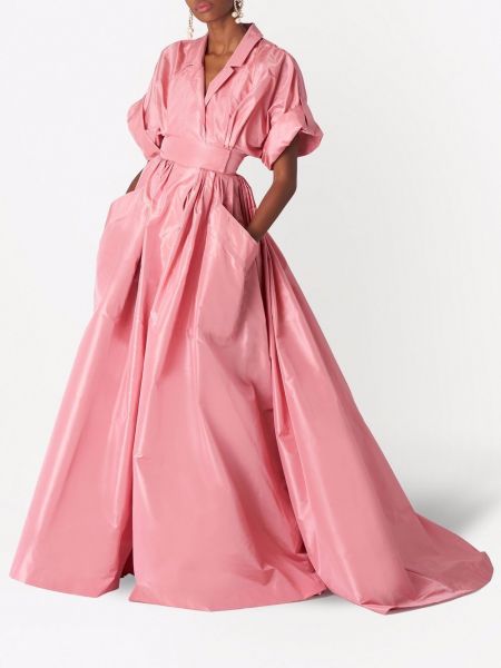 Vestido de noche con escote v Carolina Herrera rosa