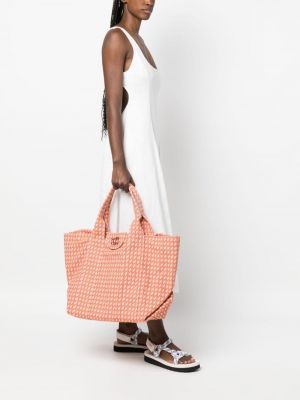 Shopper kabelka s výšivkou s potiskem See By Chloe oranžová
