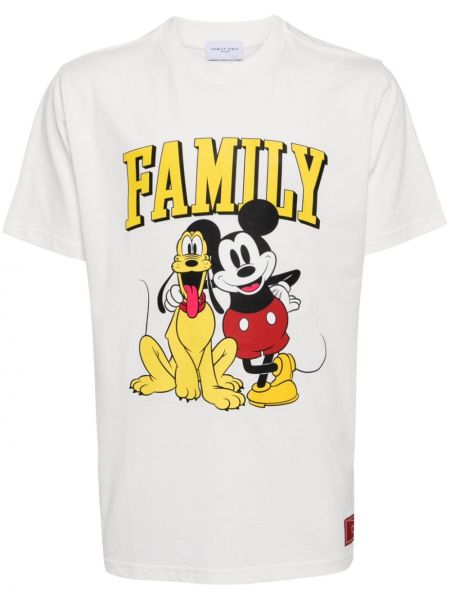 Kokvilnas t-krekls ar apdruku Family First balts