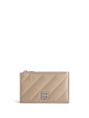 Prošívaná kožená peněženka Balenciaga stříbrná