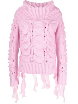 Плетен пуловер Blumarine розово