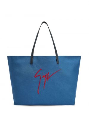 Nákupná taška s výšivkou Giuseppe Zanotti modrá