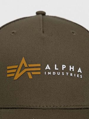 Шапка з принтом Alpha Industries зелена