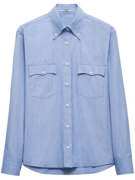 Βαμβακερό μακρύ πουκάμισο Prada μπλε