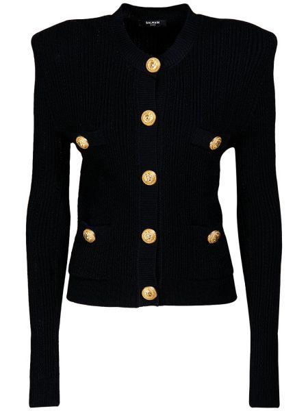 Viskose cardigan Balmain svart