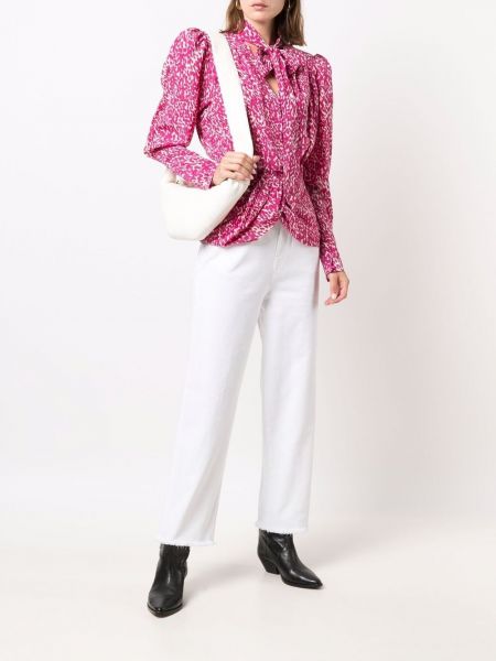 Blusa de seda con estampado con estampado abstracto Isabel Marant rosa