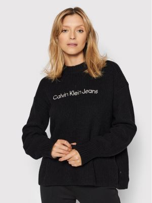 Džemper bootcut Calvin Klein Jeans crna