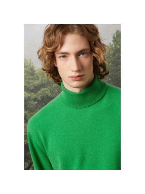 Jersey cuello alto con cuello alto de tela jersey con estampado de cachemira Massimo Alba verde