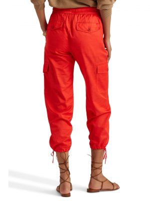 Хлопковые брюки карго Lauren Ralph Lauren красные