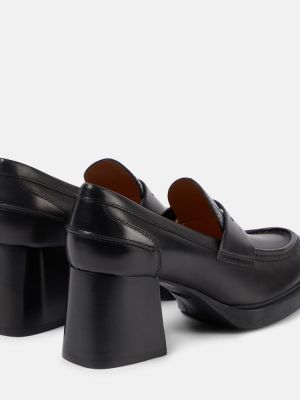 Кожени полуотворени обувки Tod's черно