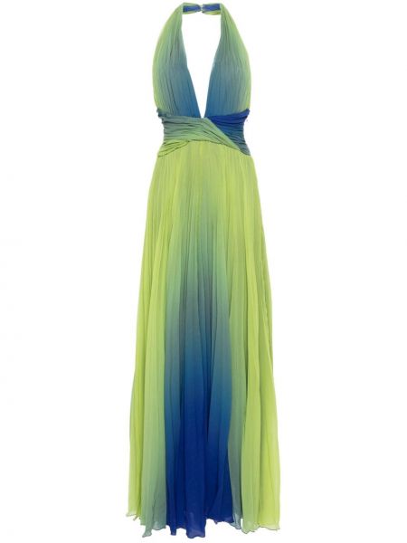 Spalvų gradiento rašto vakarinė suknelė Blanca Vita žalia
