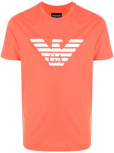 Trykt bomull t-skjorte Emporio Armani oransje