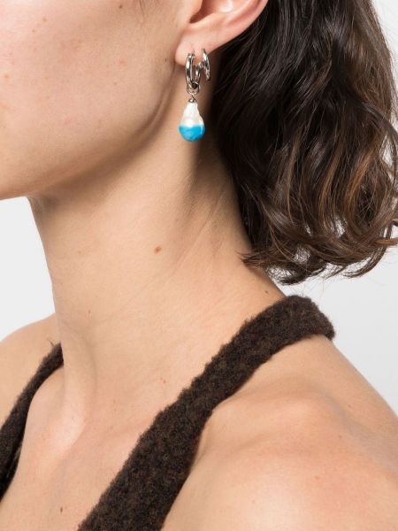Boucles d'oreilles avec perles à boucle Panconesi argenté