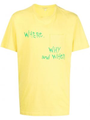 Koszulka z nadrukiem z dżerseju Engineered Garments żółta