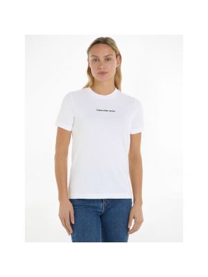 Camiseta con estampado manga corta de cuello redondo Calvin Klein Jeans blanco
