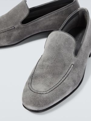Semišové loafers Manolo Blahnik šedé
