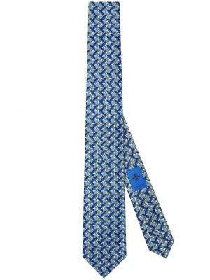 Niebieski krawat z nadrukiem Gucci