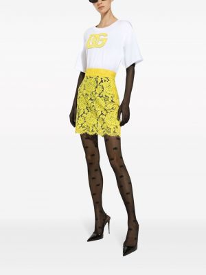 Nėriniuotas gėlėtas mini sijonas Dolce & Gabbana geltona