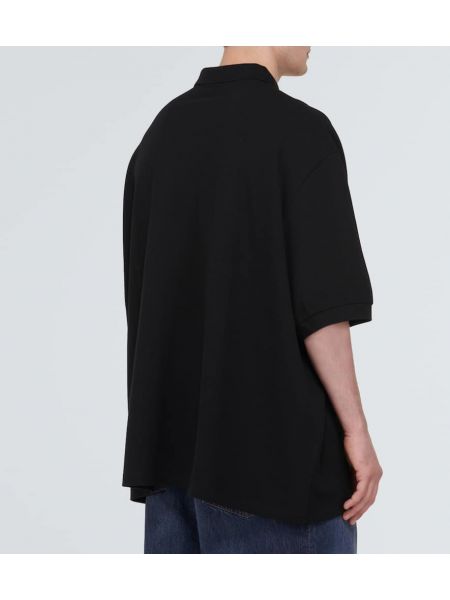Oversize памучна поло тениска Balenciaga черно