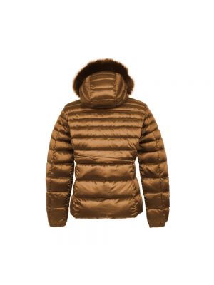 Chaqueta de cuero con capucha acolchada Refrigiwear marrón
